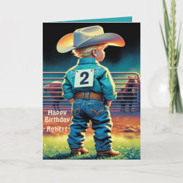 Tarjeta Personalizado rodeo de cumpleaños 2.º niñito occid