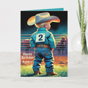 Tarjeta Personalizado rodeo de cumpleaños 2.º niñito occid