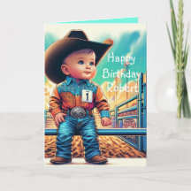 Personalizado rodeo de primer cumpleaños de niñito