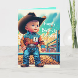 Tarjeta Personalizado rodeo de primer cumpleaños de niñito