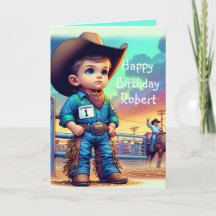 Personalizado rodeo de primer cumpleaños de niñito