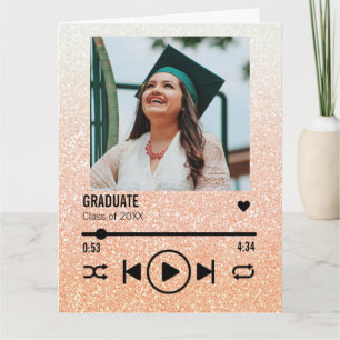 Tarjeta Personalizado Rosa de Oro Graduación Foto Lista de