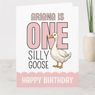 Tarjeta Personalizado rosa moderno primer cumpleaños de un