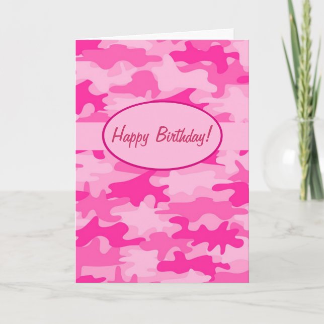 Tarjeta Personalizado rosado fucsia del feliz cumpleaños (Anverso)