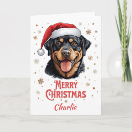 Tarjeta Personalizado Rottweiler Dog Merry Christmas