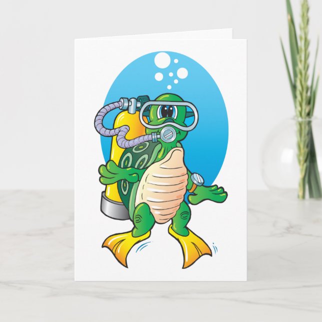 Tarjeta Personalizado Scuba Turtle (Anverso)
