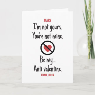 Tarjeta PERSONALIZADO Sé mi Anti San Valentín Sin Sentimie