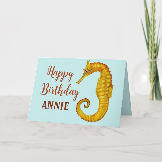 Tarjeta Personalizado Seahorse Happy Birthday (Anverso)