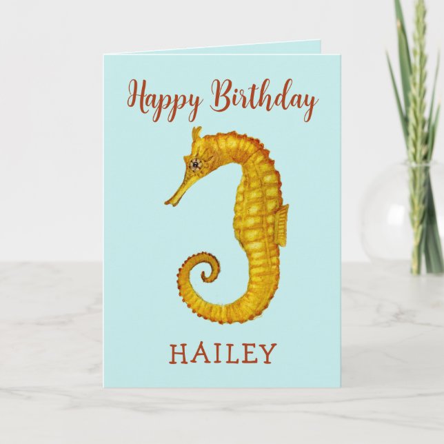 Tarjeta Personalizado Seahorse Happy Birthday Card (Anverso)
