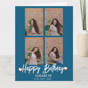 Tarjeta Personalizado Simple Cumpleaños Elegante Cuatro Fo