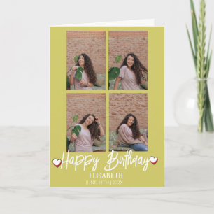 Tarjeta Personalizado Simple Cumpleaños Elegante Cuatro Fo