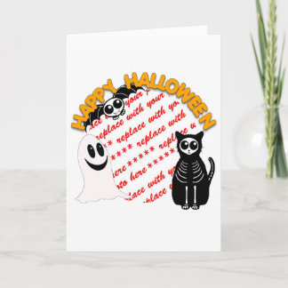Tarjeta Personalizado Skeleton Cat, Bat & Ghost Photo Fram