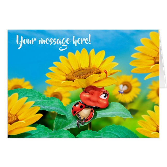 Tarjeta personalizado Snoozing pequeños girasoles  (Anverso (Horizontal))