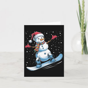 Tarjeta Personalizado Snowboarding Snowman con Santa Hat C