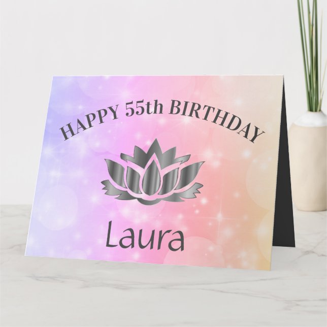 Tarjeta Personalizado Sparkly 55º cumpleaños (Anverso)