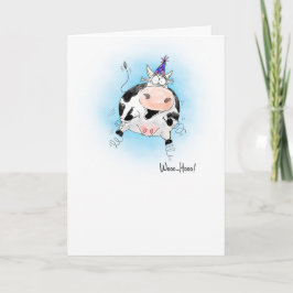 Tarjeta Personalizado Springy Cow Woo-Hoo Cumpleaños