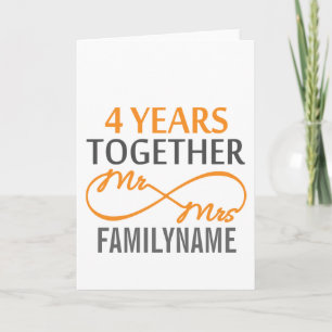 Tarjeta Personalizado Sr y Sra 4º Aniversario