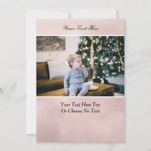 Tarjeta Personalizado Texto/Foto Rosa Faux Metálico Rosa