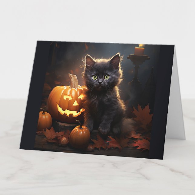 Tarjeta Personalizado Texto Gatito Negro, Jack o Lantern H (Subido por el creador)