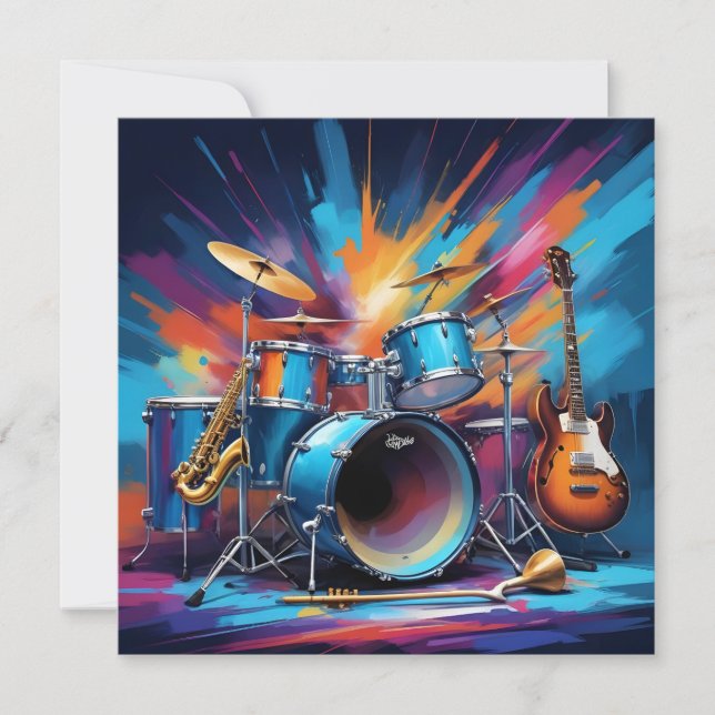 Tarjeta Personalizado Texto Instrumentos musicales (Anverso)