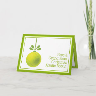 Tarjeta Personalizado texto verde Tennis bauble Navidades