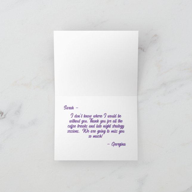Tarjeta Personalizado Trabajo Bestial Asistencia Emocional (Interior)