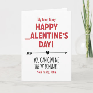 Tarjeta PERSONALIZADO Travieso Dame la 'V' esta noche Flec