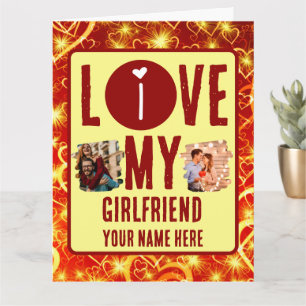 Tarjeta Personalizado único 2 foto collage I Love My Girlf