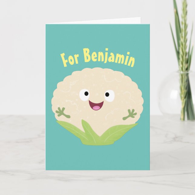 Tarjeta Personalizado vegetal de coliflor alegre y dulce (Anverso)