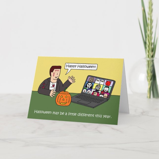 Tarjeta Personalizado virtual de Halloween de Covid 19 (Anverso)
