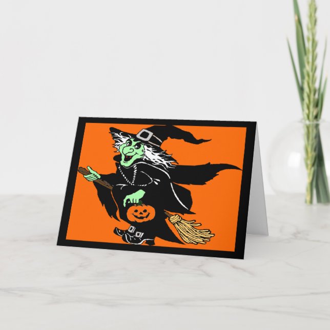 Tarjeta Personalizado Witch Flying Halloween (Anverso)