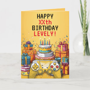 Tarjeta Personalizado Yellow & Red Game Controller Cake Cu