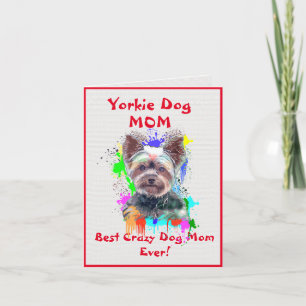 Tarjeta Personalizado Yorkie Mom Dog Mejor Loca Dama de Pe