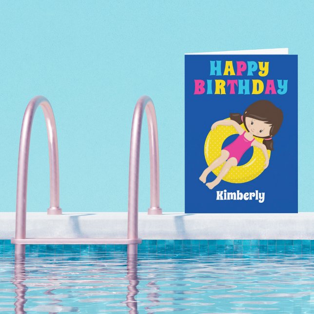 Tarjeta Personalizados Chicas  de Swim Team Feliz Cumpleañ (Subido por el creador)