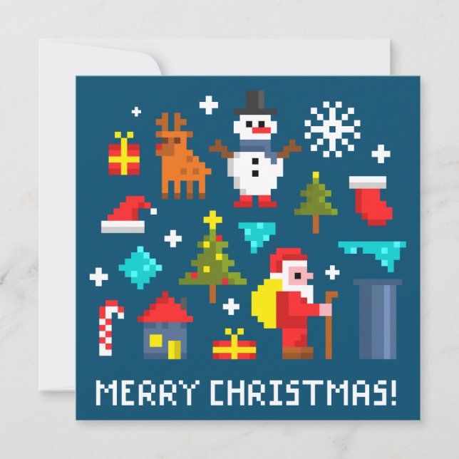 Tarjeta Personalizados de píxeles navideños (Anverso)