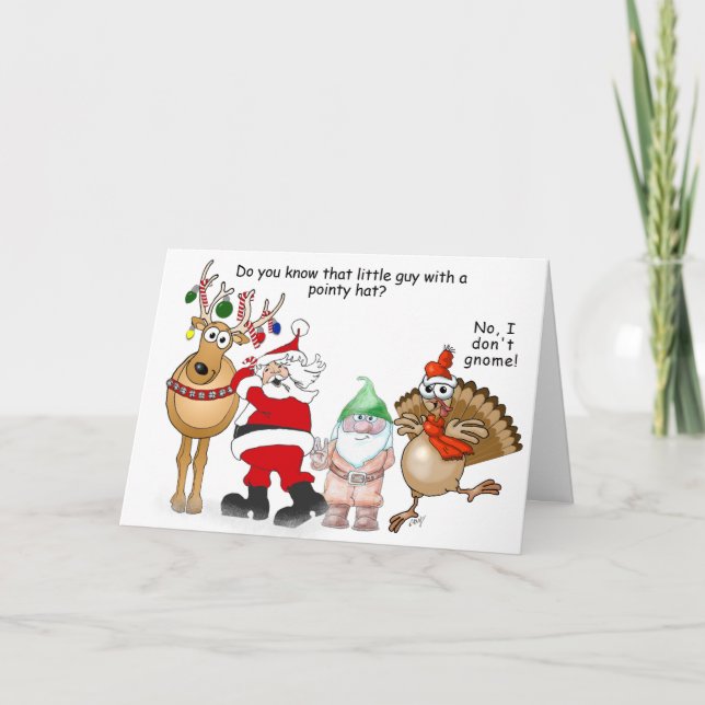 Tarjeta Personalizados de Santa, reno, gnomo y pavo (Anverso)