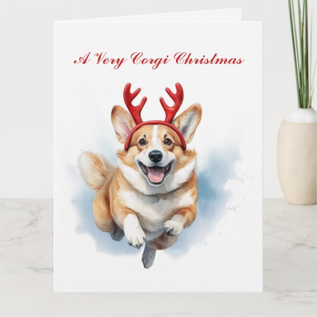 Tarjeta Personalizar a los Navidades Corgi con los renos (Anverso)