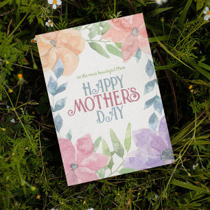 Tarjeta Personalizar cuatro flores acuarela Día de la Madr