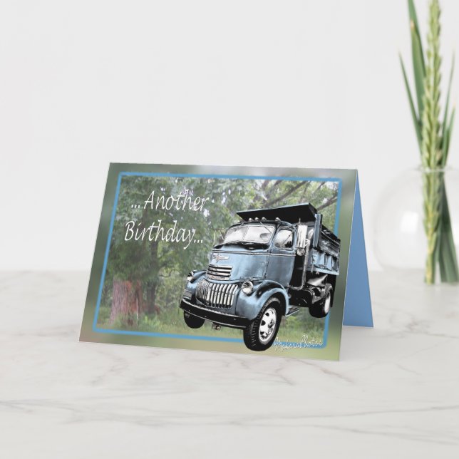 Tarjeta Personalizar de camión anticuado azul (Anverso)