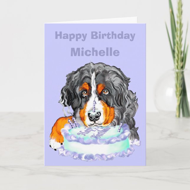 Tarjeta Personalizar de cumpleaños de Bernese Mt Dog (Anverso)