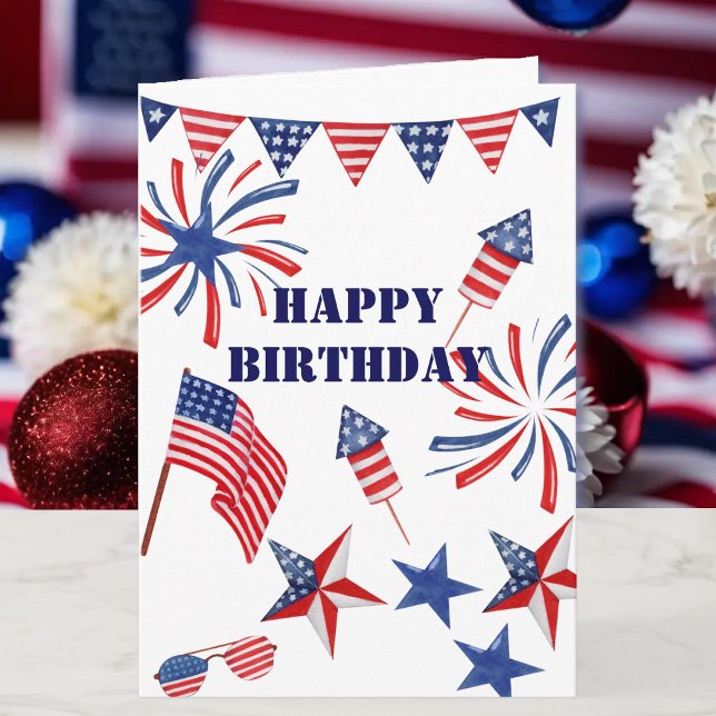 Tarjeta Personalizar el nombre 4 de julio Feliz cumpleaños (Subido por el creador)