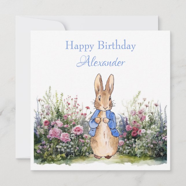 Tarjeta Personalizar el nombre del niño Peter the Rabbit B (Anverso)