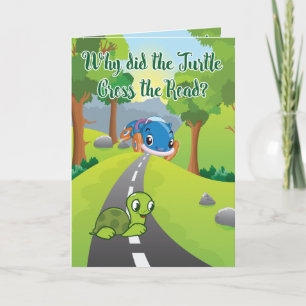 Tarjeta PERSONALIZAR FunnY Turtle cruza la carretera cumpl