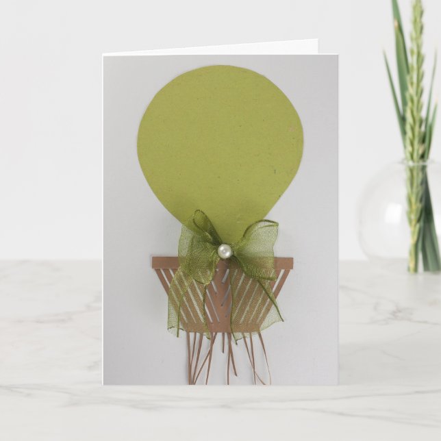 Tarjeta Personalizar globo de aire caliente verde (Anverso)