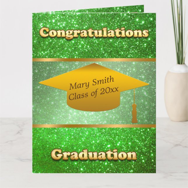 Tarjeta Personalizar moderno de lujo Purpurina Verde (Anverso)