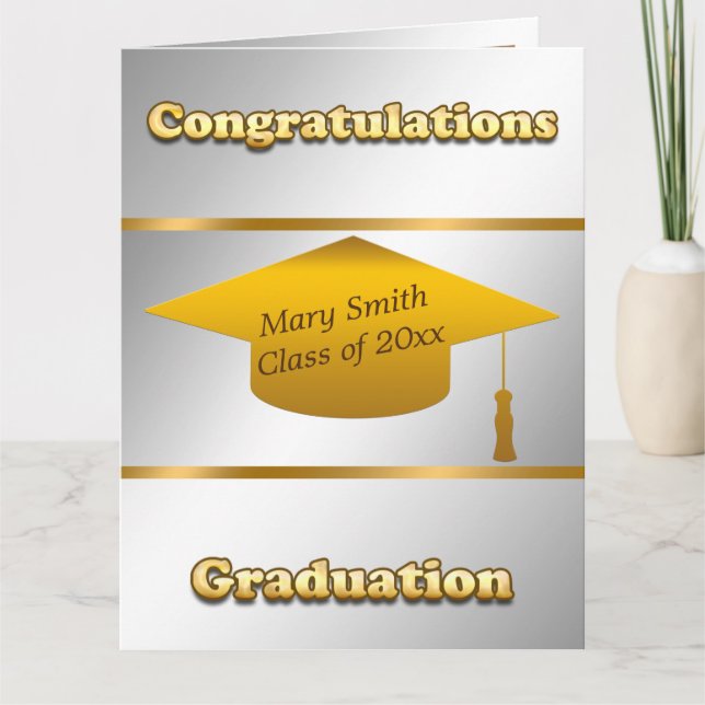 Tarjeta Personalizar moderno simple dorado plateado (Anverso)