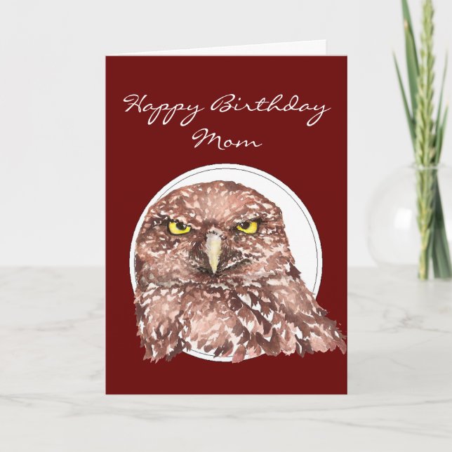 Tarjeta Personalizar Mom Funny Birthday Burrowing Owen (Anverso)