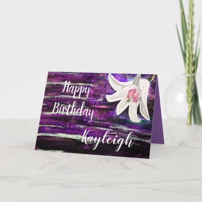 Tarjeta Personalizar por nombre Diseño de flores Feliz Cum (Anverso)