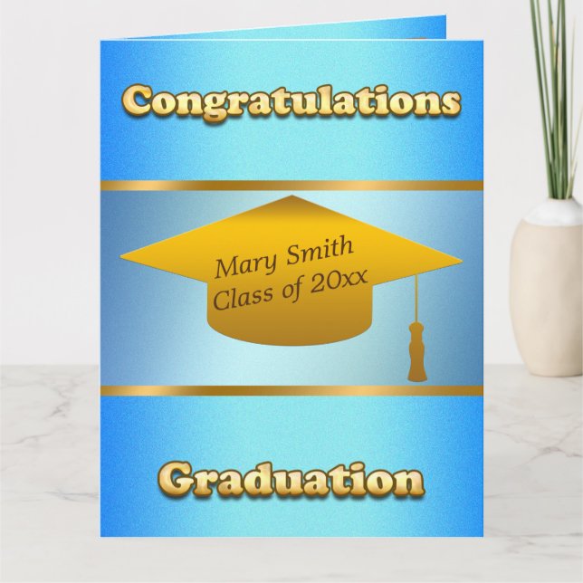 Tarjeta Personalizar simple moderno cielo azul oro (Anverso)