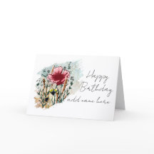 Personalize Artistic Wildflower Birthday Card